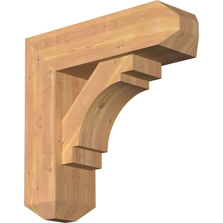 Merced Craftsman Smooth Bracket W/ Offset Brace, Western Red Cedar, 7 1/2W X 24D X 24H